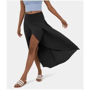 Halara Black Breezeful High Waisted Ruffle 2-in-1 Quick Dry Midi Skirt M NWOT